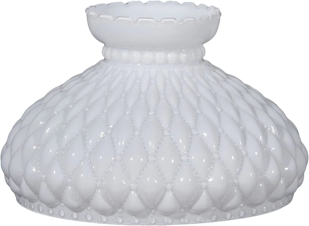 GOURE® 10" Opal Diamond Quilted Pattern Student Glass Shade with Crimped Top