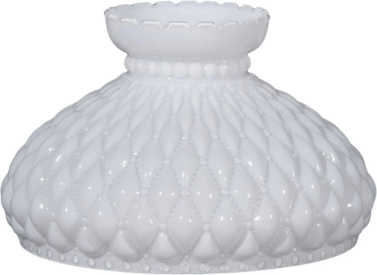 GOURE® 10" Opal Diamond Quilted Pattern Student Glass Shade with Crimped Top
