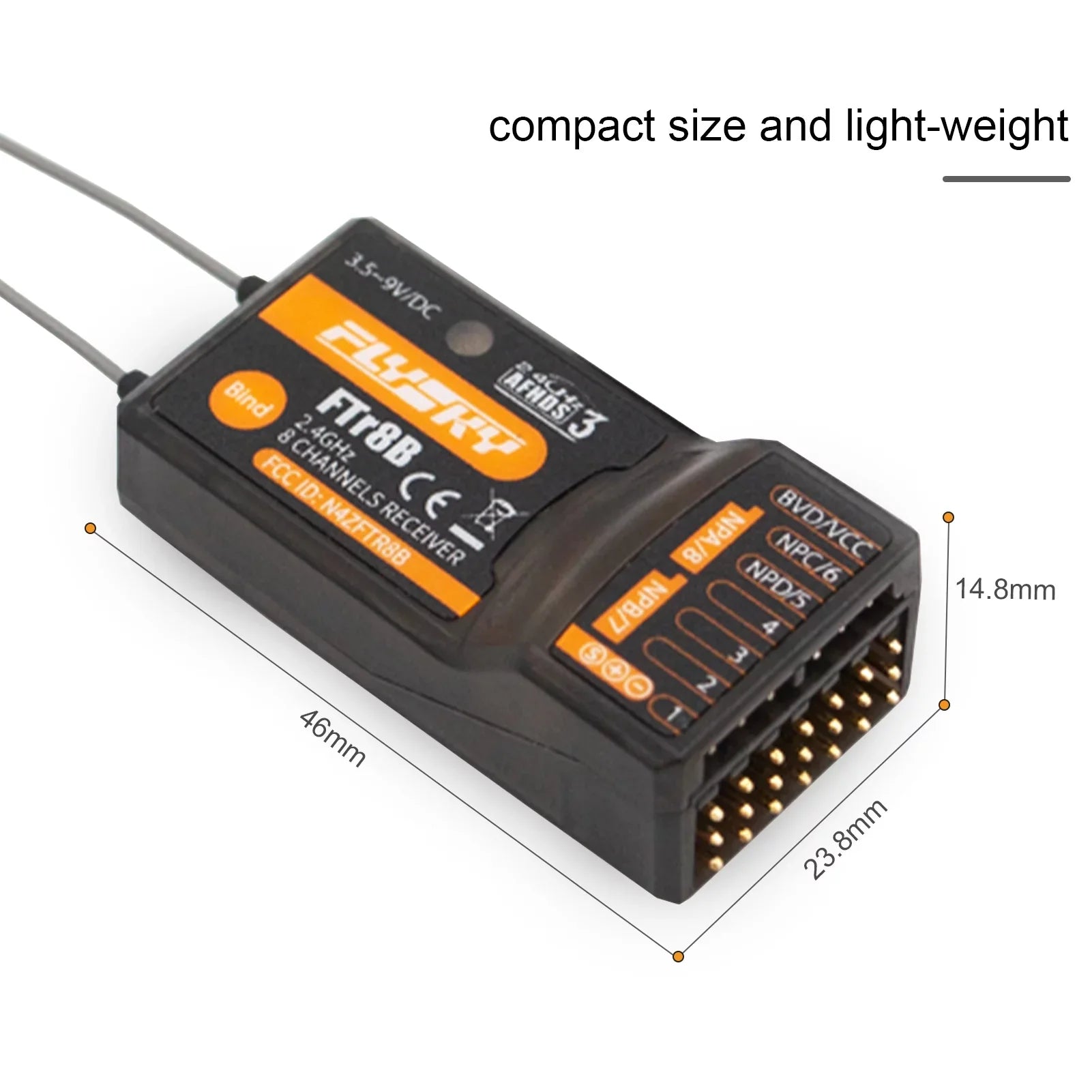 OWSOO FTr8B 2.4GHz 8CH Receiver for RC Airplane Helicopter Fixed Wing Glider Engineering Vehicle Drone Dual PWMPPMi.BUSS.BUS Output Matching with AFHDS3 Transmitters RF Modules PL18 NB4