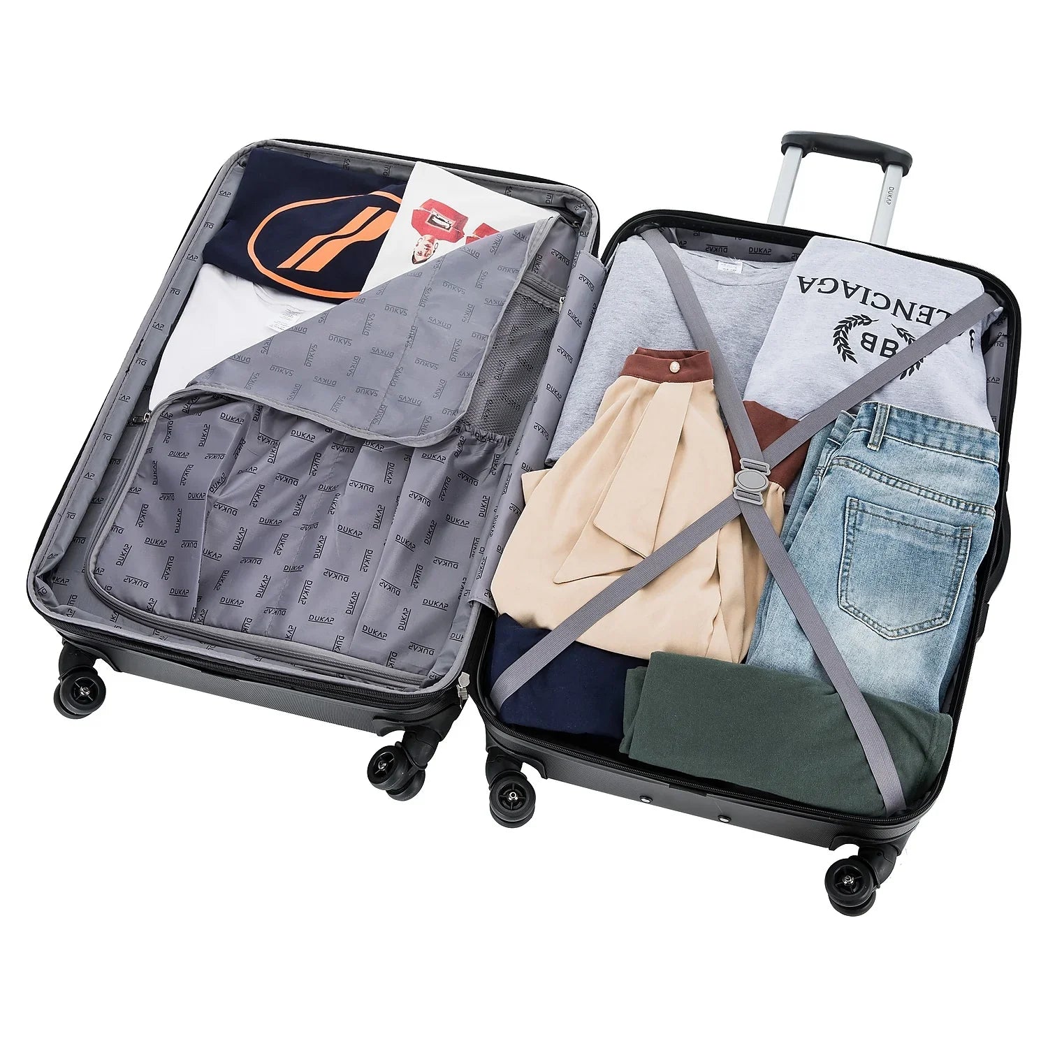 DUKAP y 2-Piece Plastic Luggage Set Black (DKINT0SM-BLK)