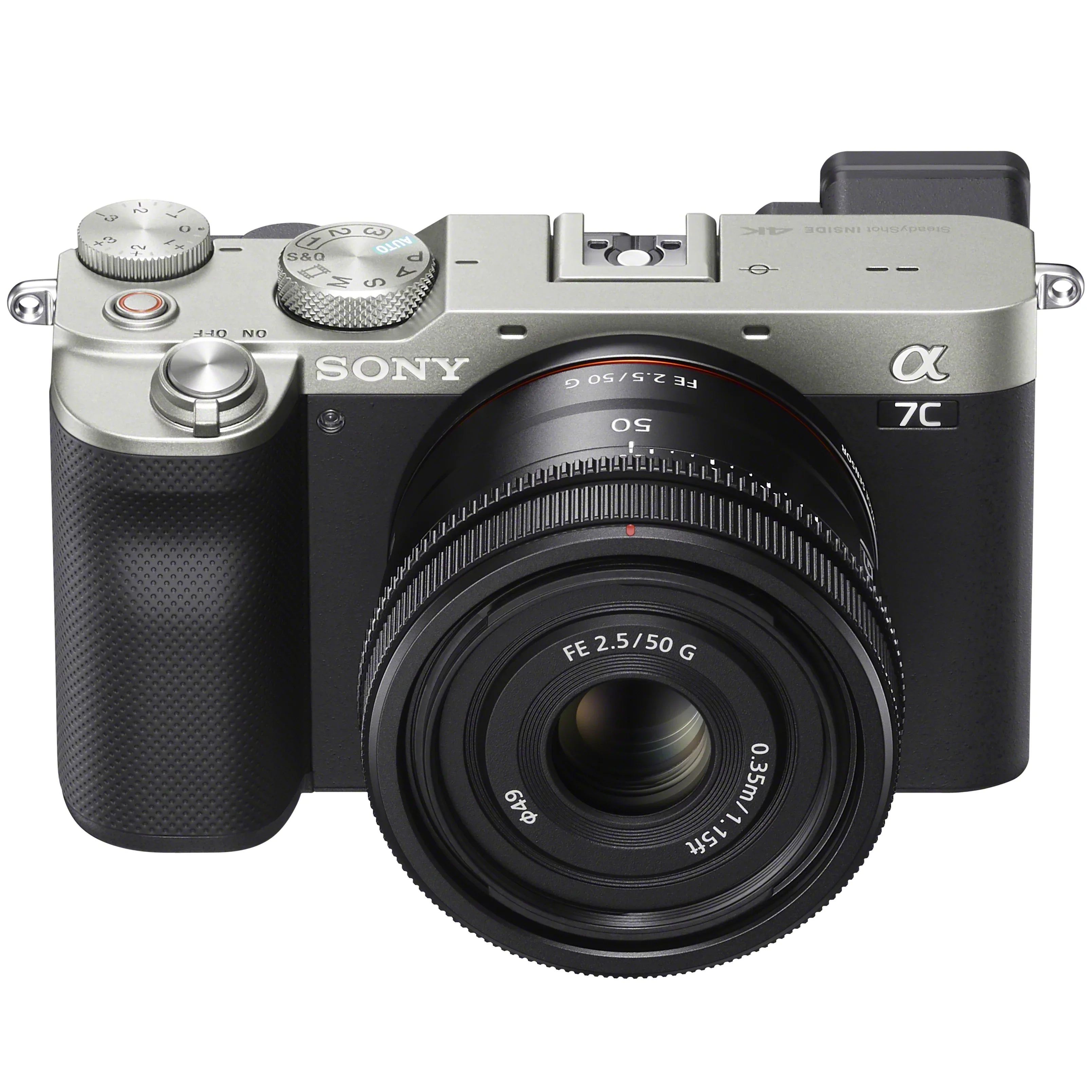 Sony a7C Mirrorless Full Frame Camera Body with Sony FE 50mm F2.5 G Compact Lens SEL50F25G Silver ILCE7C/S Bundle with Deco Gear Photography Backpack Case + Microphone + LED + Monopod and Accessories