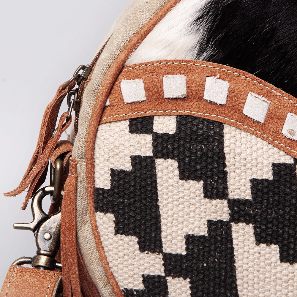 OH Ohlay Bags OHV119 Canteen Upcycled Wool Upcycled Canvas Hair-On Genuine Leather Women Bag Western Handbag Purse