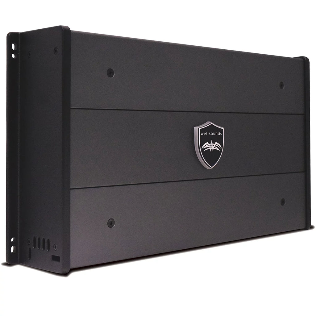 Wet Sounds ICON8B-FMINI 8" Black Tower Speakers with Stainless Steel MINI Fixed Clamps & SYN-DX2.3 1200 Watt Amplifier