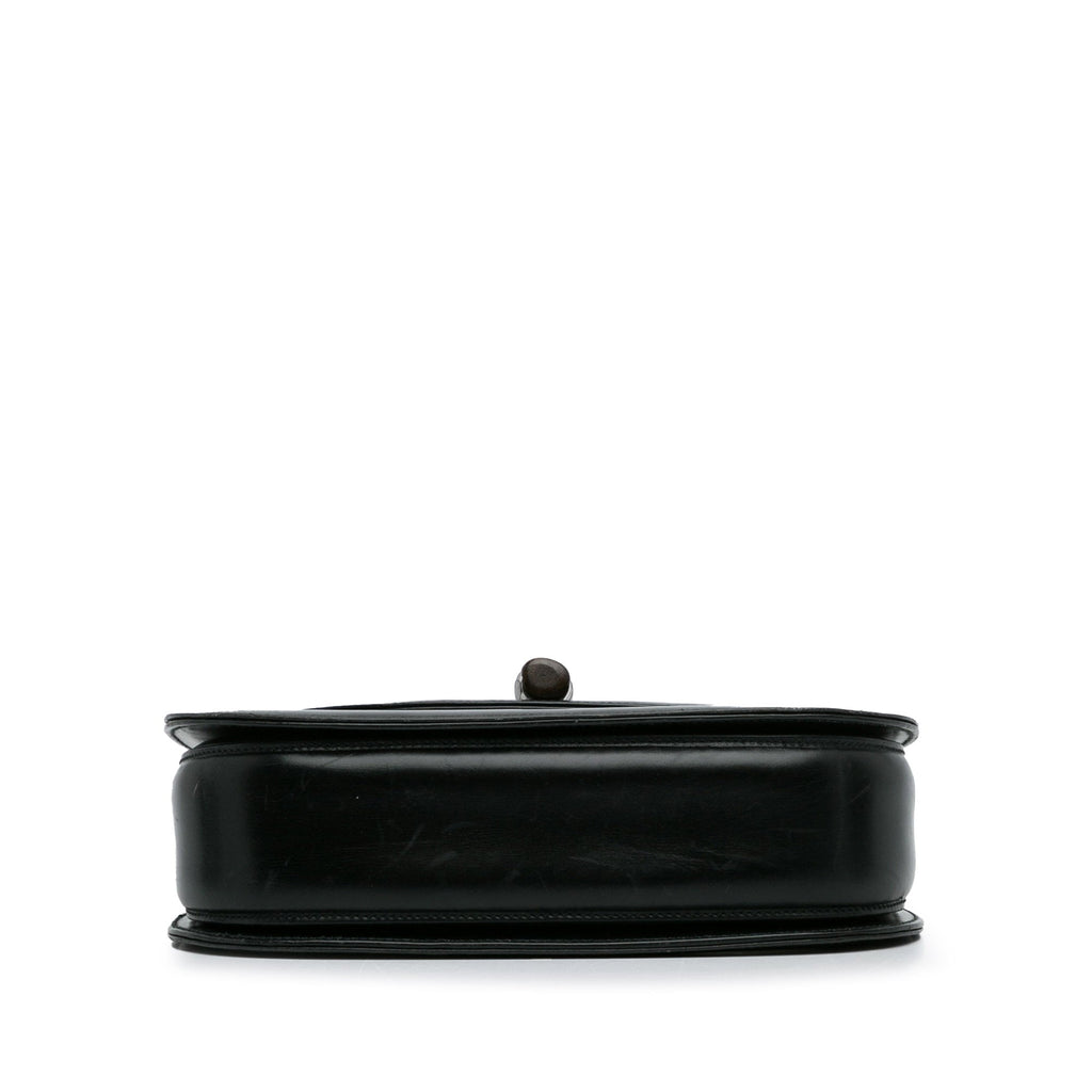 Pre-Owned Authenticated Gucci Bamboo Night Calf Leather Black Handbag Top HandleBag Unisex (Good)