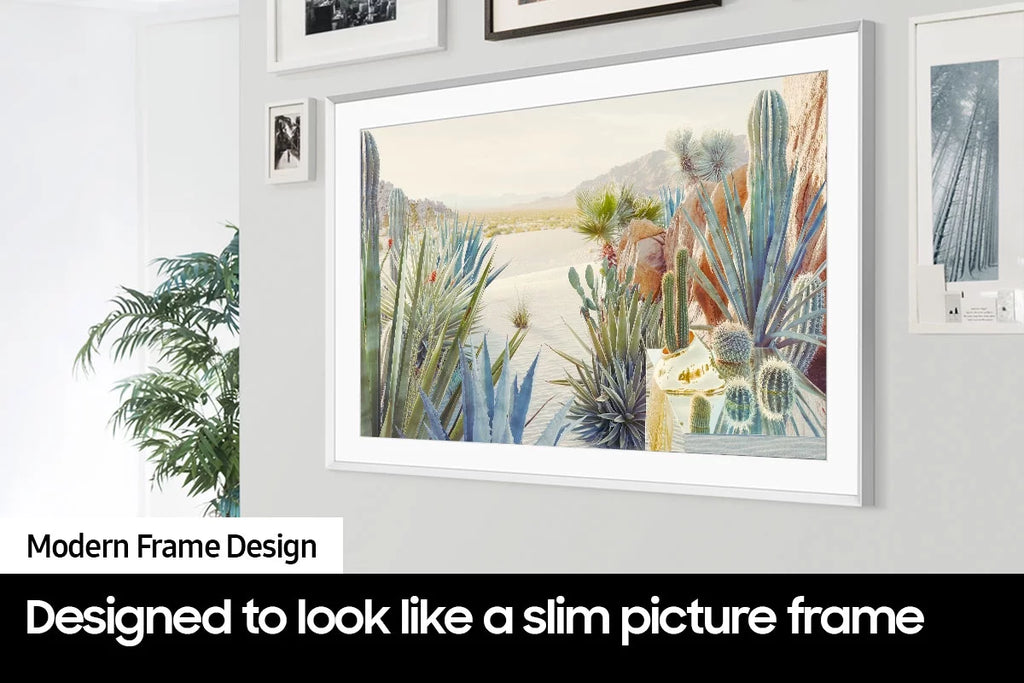 SAMSUNG 85-Inch Class QLED 4K LS03B Series The Frame Quantum HDR Smart TV with a SAMSUNG 85” The Frame Customizable Bezel for TV, Modern White, VG-SCFA85WTBZA (2022)