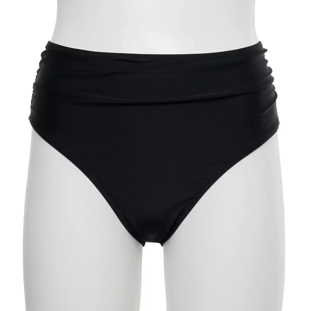 Nicole Miller BLACK Twist Front Bikini Top + Hi Waist Shirred Bottom 2Pc S