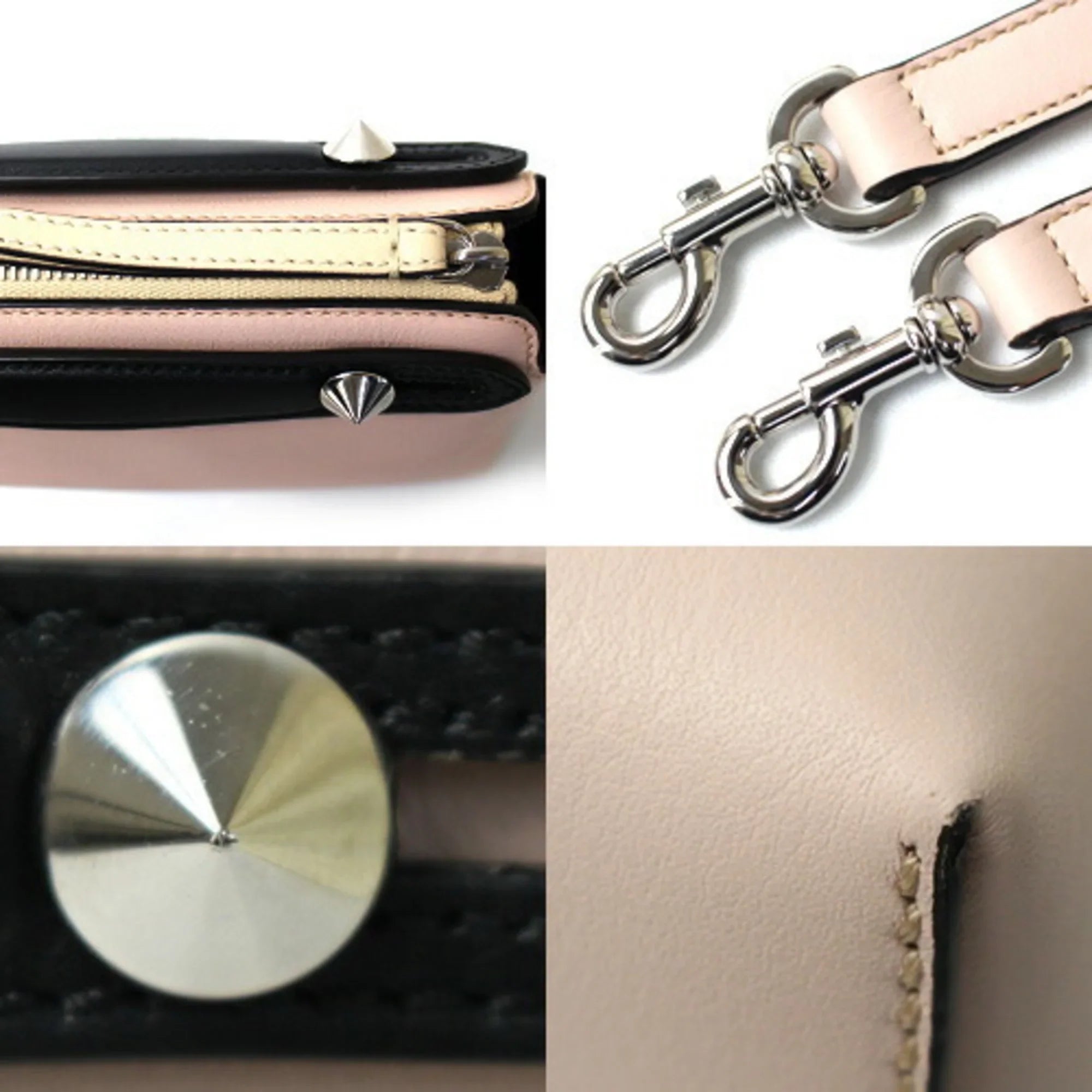 Pre-Owned FENDI By the Way Small Boston 2Way Shoulder Bag Light Pink Black Beige 8BL145 5QJ F1D5B BY THE WAY Women's (Good)