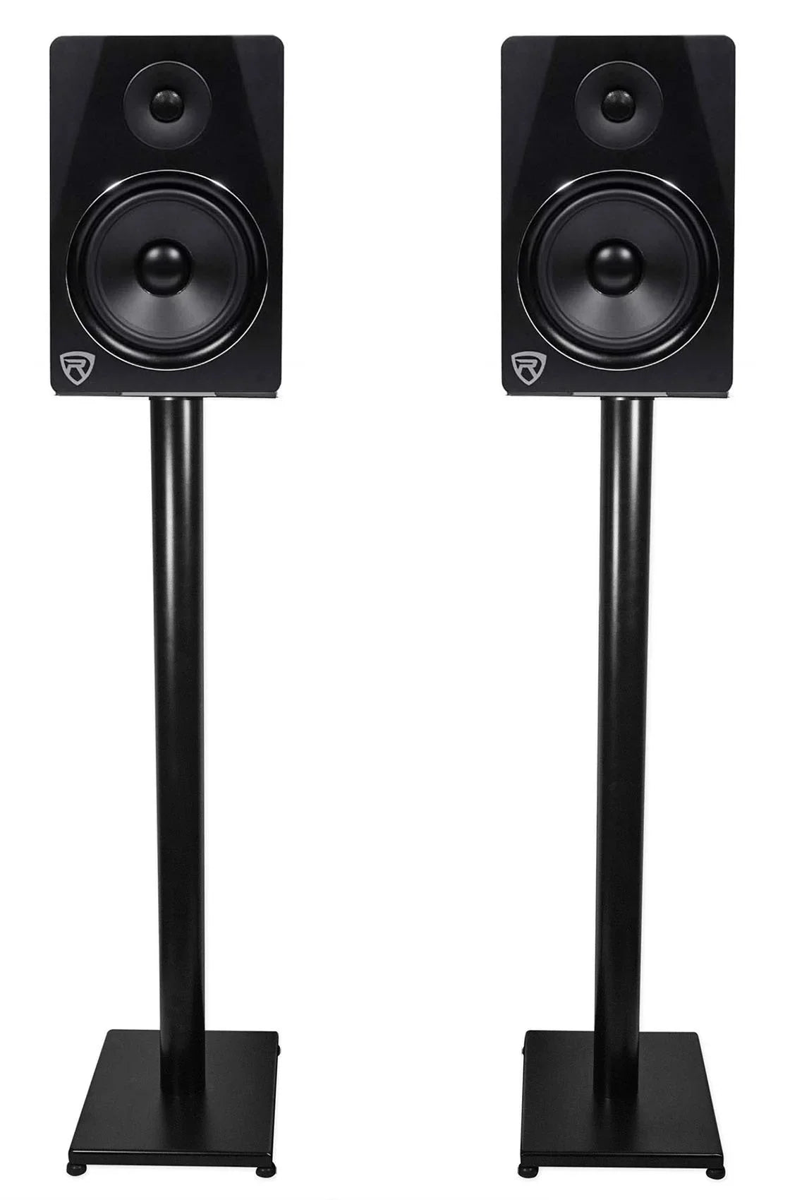 Pair Rockville RS37B 37" Steel Bookshelf Speaker / Studio Monitor Stands in Black