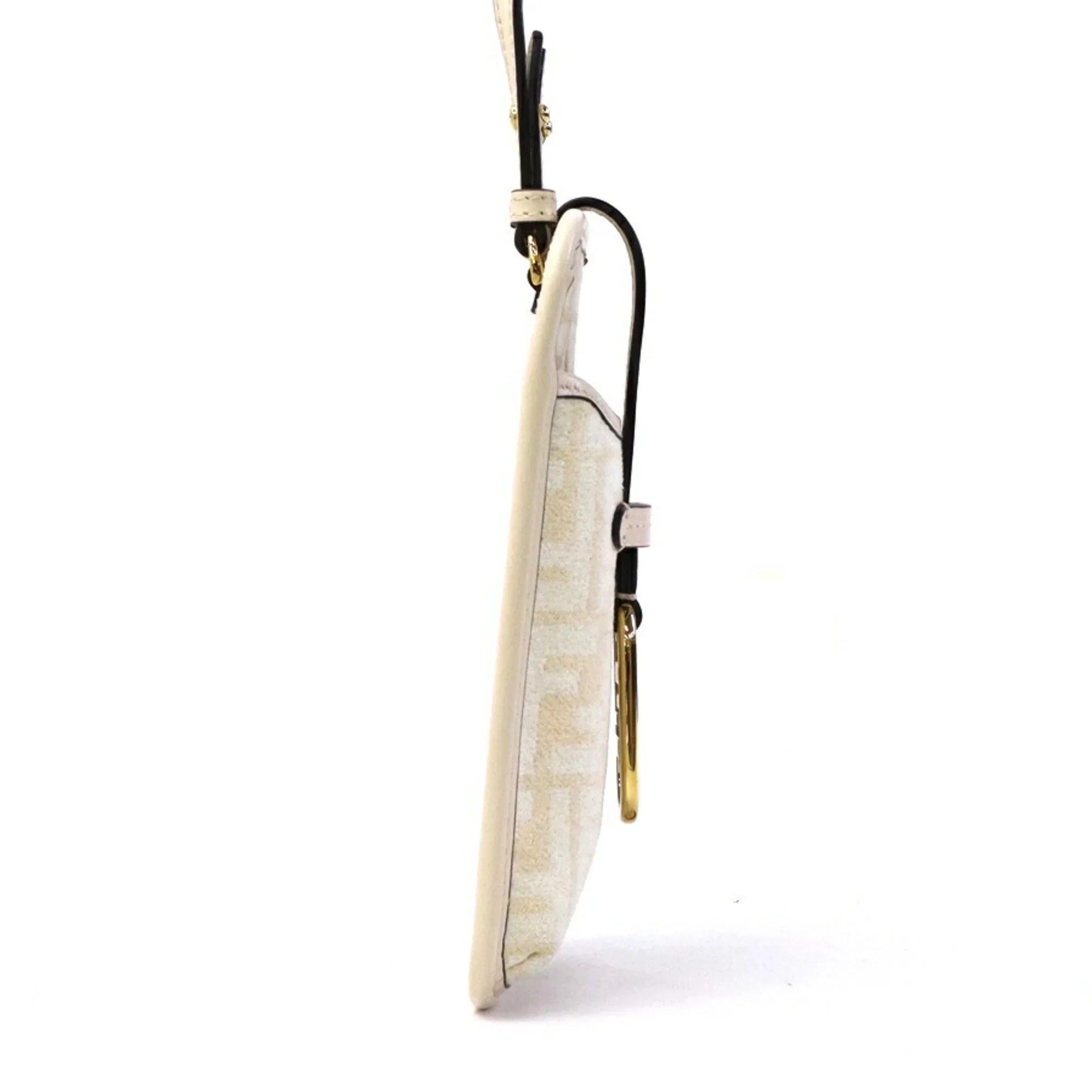 Pre-Owned Fendi FENDI Pouch Phone Orlock Leather/Viscose Pink Beige Women's 7AS131 ALG7 (Good)