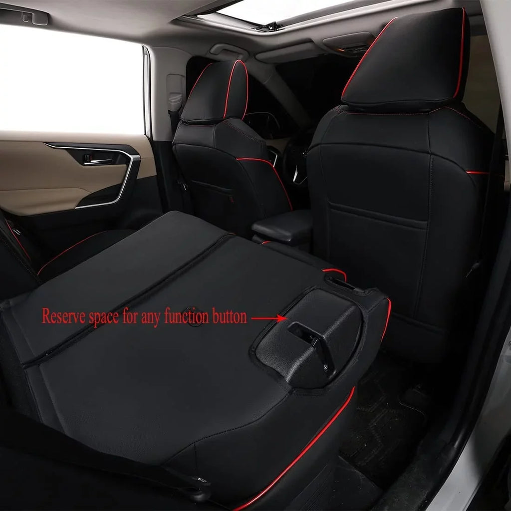 EKR Custom Fit Taos Car Seat Protection for Volkswagen Taos S SE 2022 2023-Full Set Leather Auto Seat Coating with Red Trim)