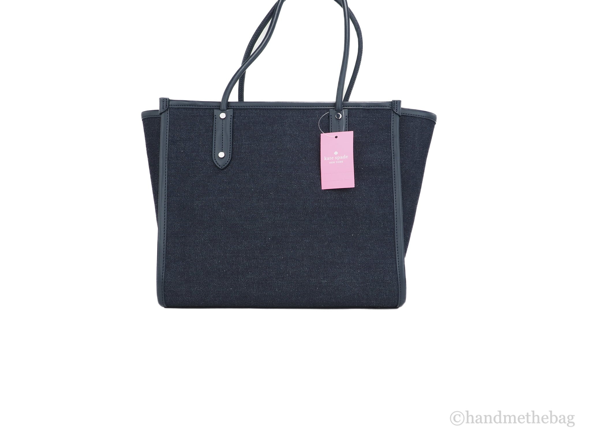 Kate Spade Ella Large Blue Multi Denim Fabric White Logo Shoulder Tote Handbag