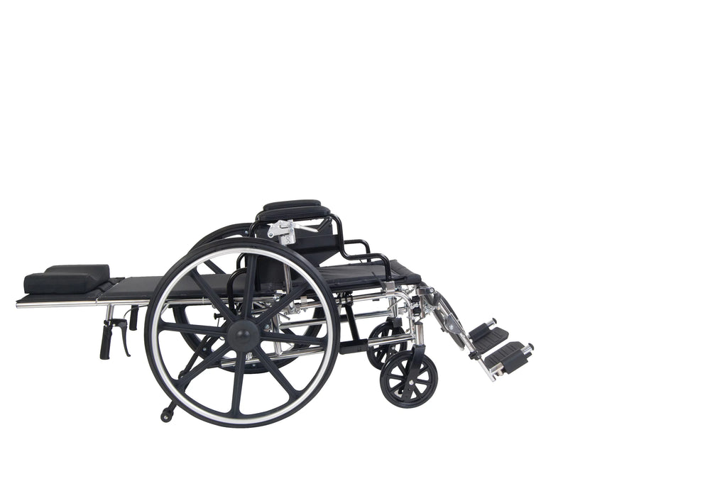 Drive Medical Viper Plus GT Full Reclining Wheelchair, Detachable Desk Arms, 18" Seat