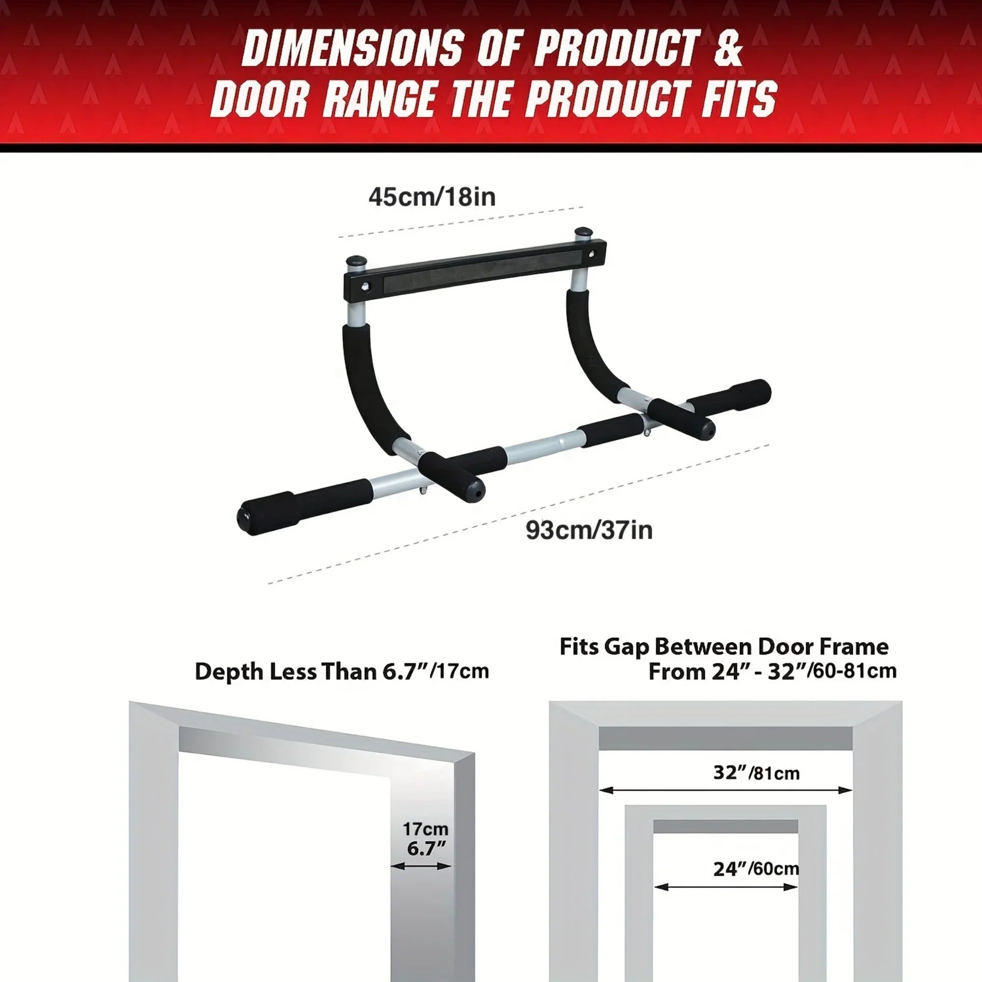 PGAST Door-Mounted Pull-Up Bar: Versatile, Portable & Space-Saving – Strengthen & Tone for Men and Women