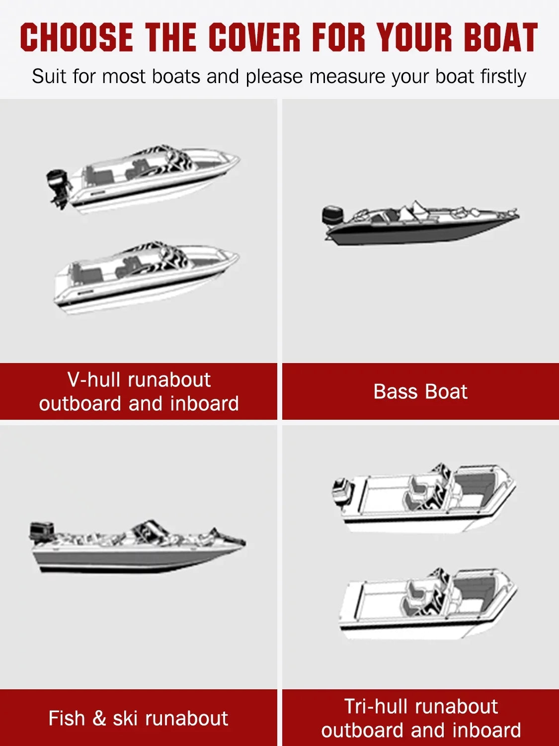 AngLink 17 - 19 ft Waterproof Vessel Wrap - 600D Heavy Duty Polyester Oxford Bass Runabout Craft Shield Resilient and Tear Proof, All Condition Protection Fits V-Hull, TRI-Hull, Pro-Style | Beige