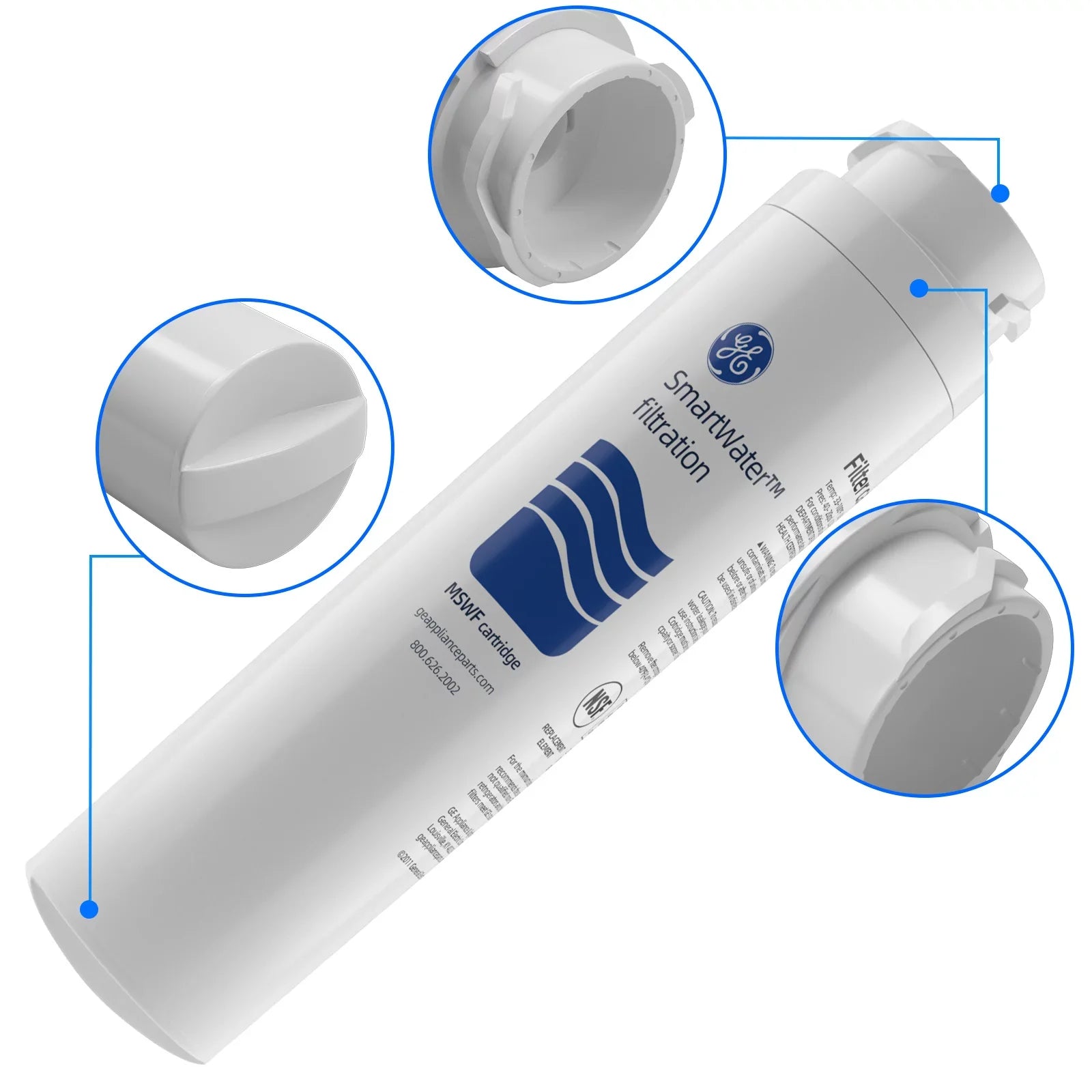 MSWF Refrigerator Water Filter, Replacement for GE MSWF, Tier1 RWF1062, Aquafresh WF282, Arrowpure APF-1800, AQUACREST AQF-MSWF and Ice Pure RWF1500A Pack of 6