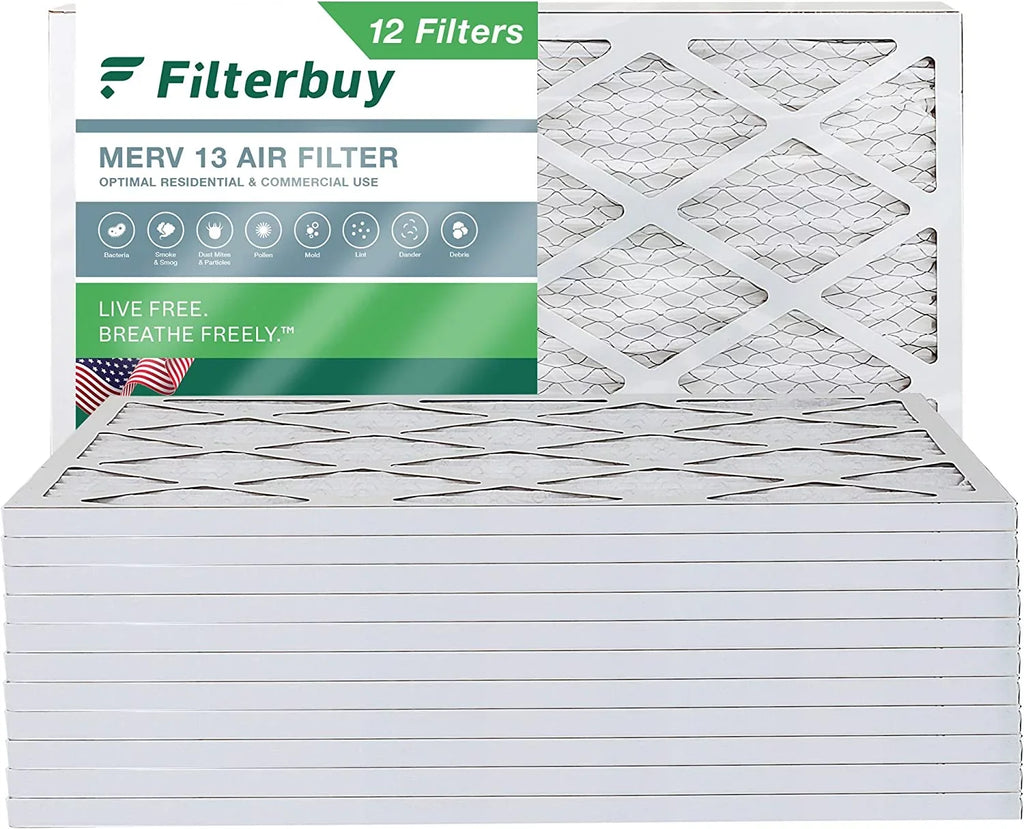 Filterbuy 18x30x1 MERV 13 Pleated HVAC AC Furnace Air Filters (12-Pack)