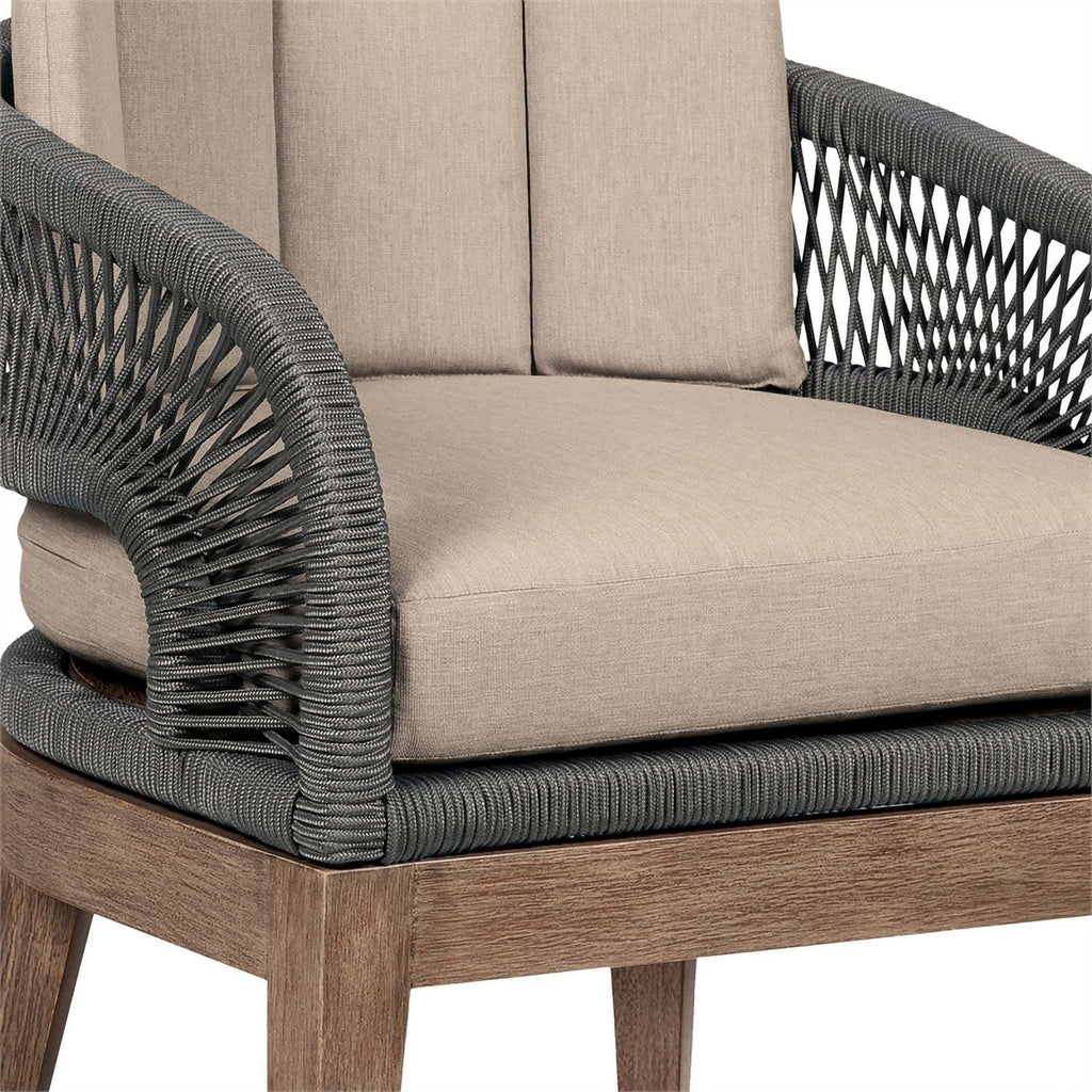 Glendora Beckham Outdoor 7 Piece Live Edge Dining Set in Eucalyptus and Rope