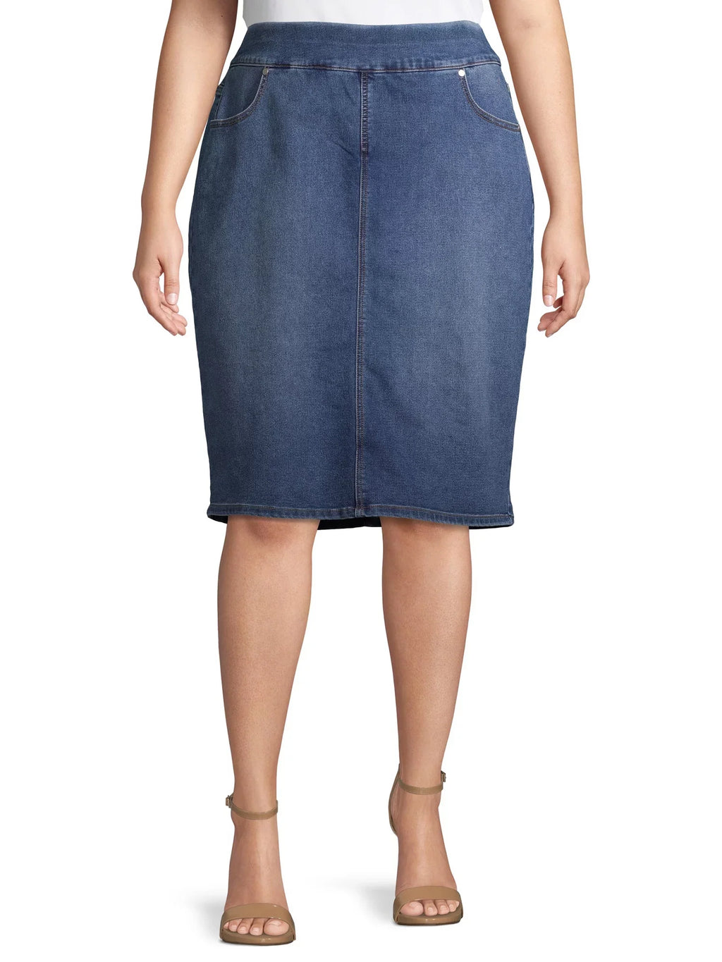 Alivia Ford Women's Plus Size Pull-On Denim Skirt