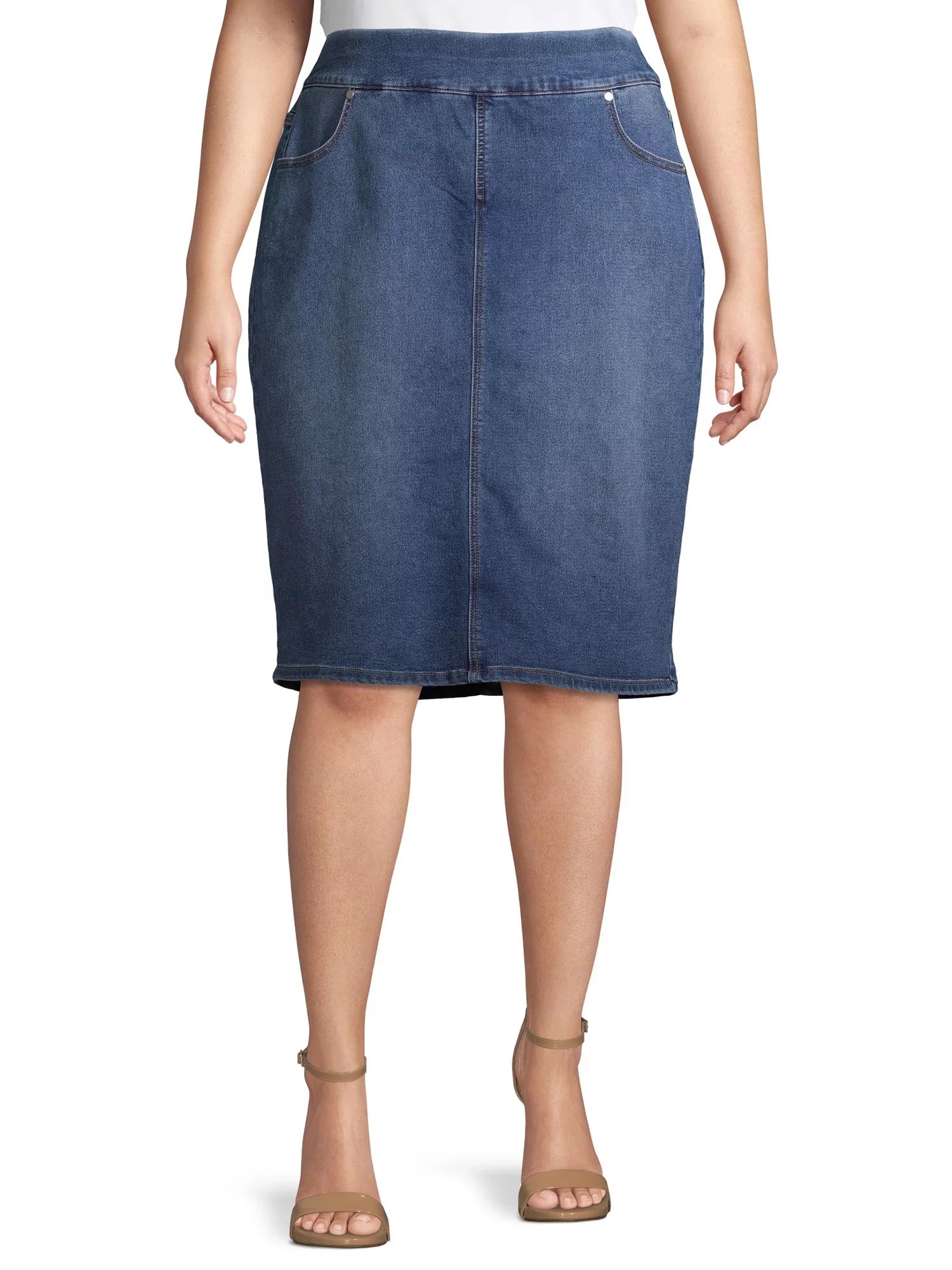 Alivia Ford Women's Plus Size Pull-On Denim Skirt