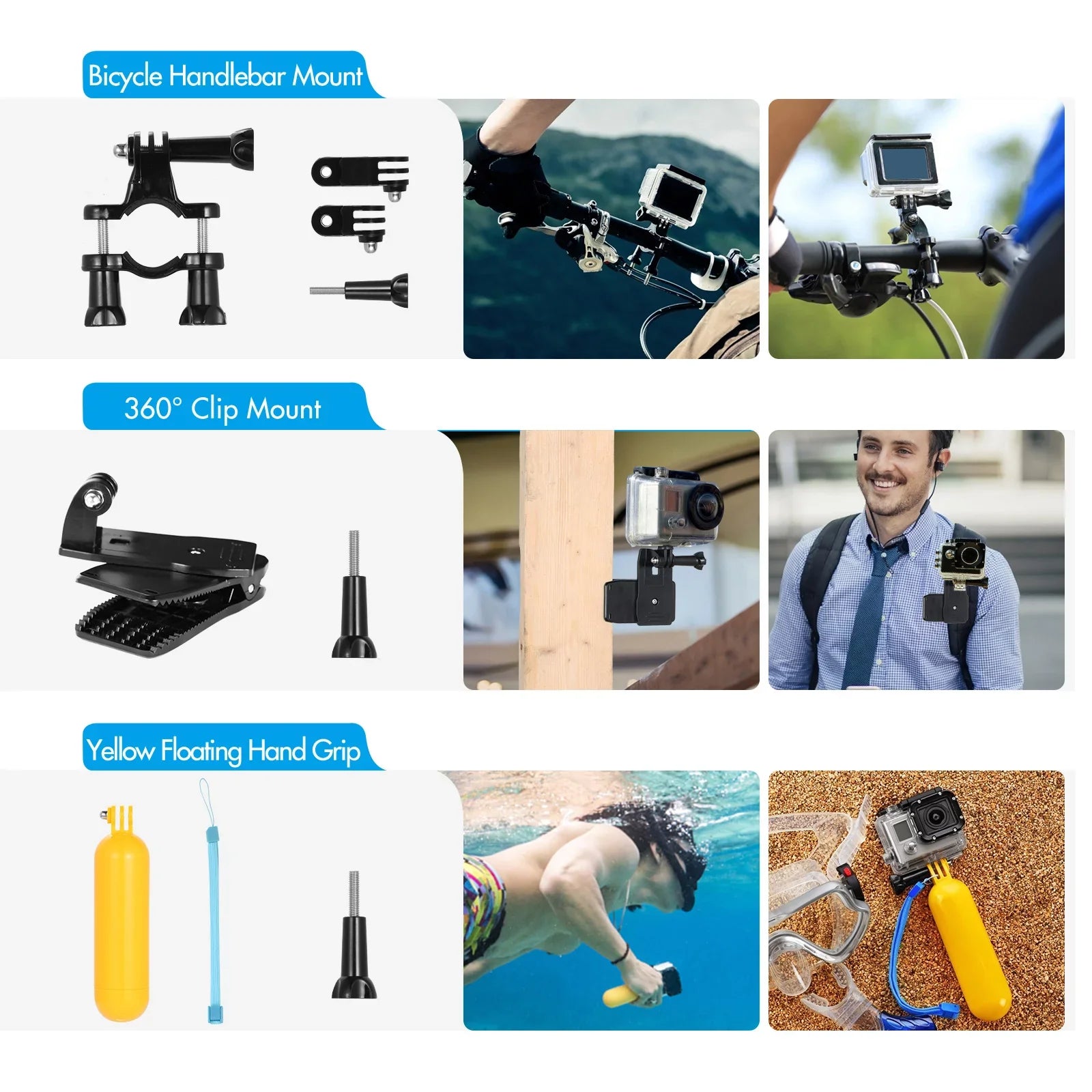 Andoer Action Accessories Kit Sports Accessories Set with Waterproop Housing Silicone Protective Case Selfie Stick Various Mount Bracket and More Replacement for GoPro Hero 109 Black with