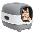 EOIVSH Large Cat Litter Box,Pets Enclosed Cat Litter Boxes,Odor Control,Jumbo Hooded,Gray,Door Isolate Smelly