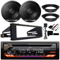 JVC KD-T920BTS Single DIN AM/FM Stereo USB AUX CD Player Bluetooth Multimedia Car Audio Receiver with Amazon Alexa Built-In, 2x 6.5" 2-Way Coaxial Car Speakers, Harley 98-2013 Install Adapter Kit