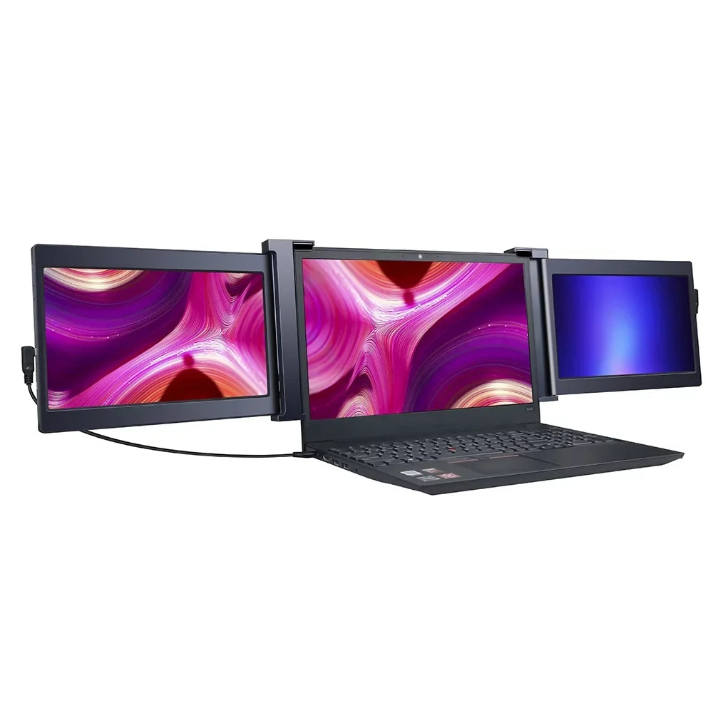 Anself 13.3 inch Portable Triple-screen Laptop Expansion Screen 1920*1080 Resolution Easy Installation for 13.3-16.5 inch Laptop