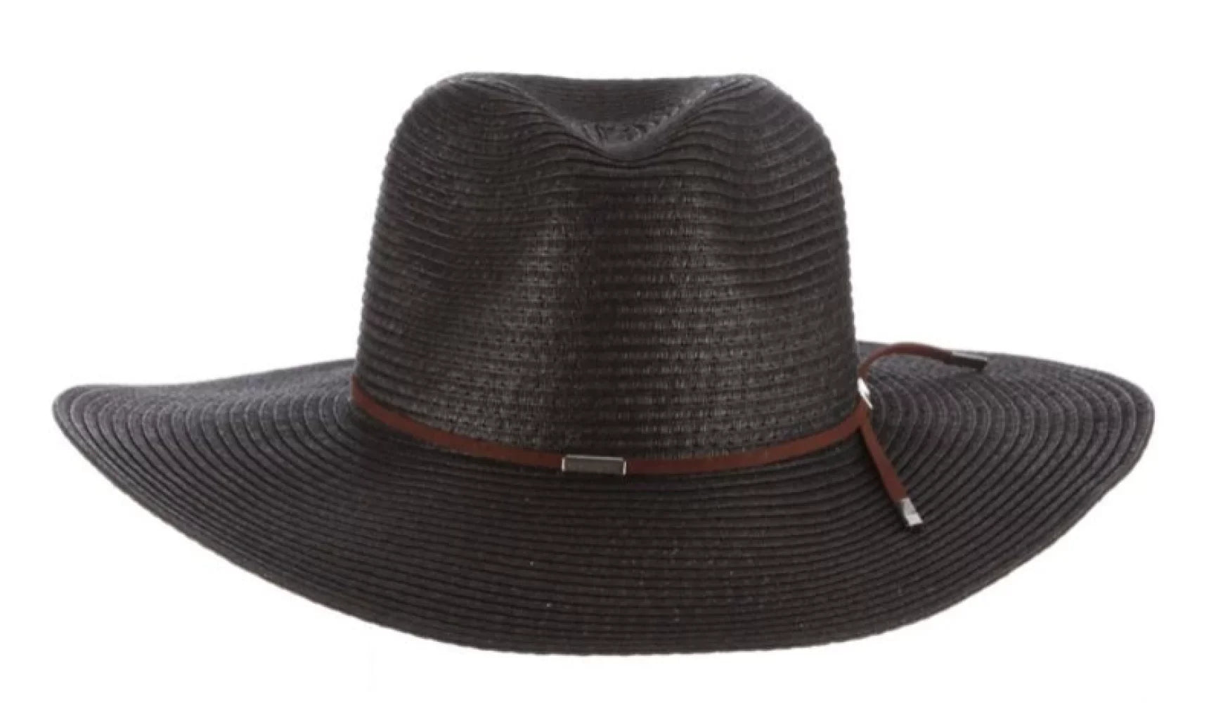 Scala TSCLP249-BLK Braid Safari Hat with Faux Suede Trim- Black. One Size