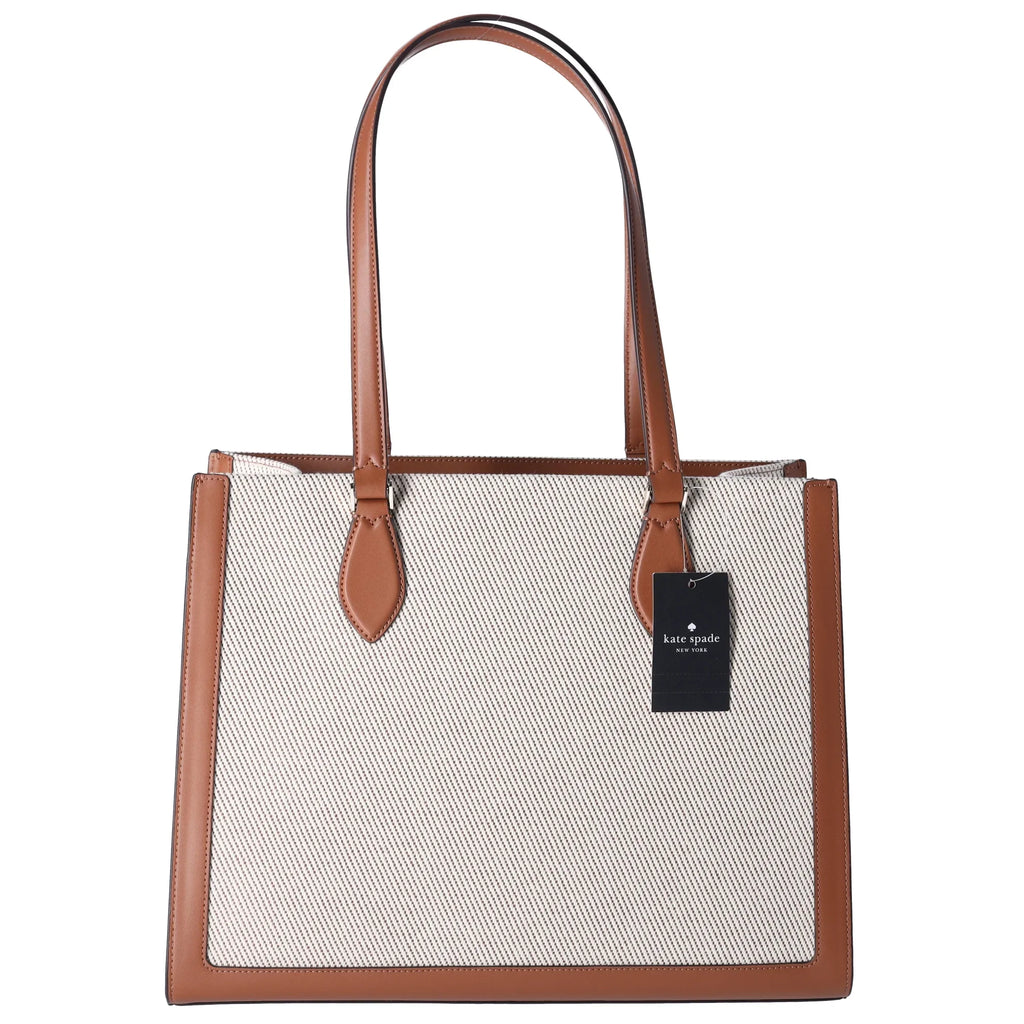Kate Spade KF508 Ellie Canvas Leather Large Shoulder Tote Warm Gingerbread