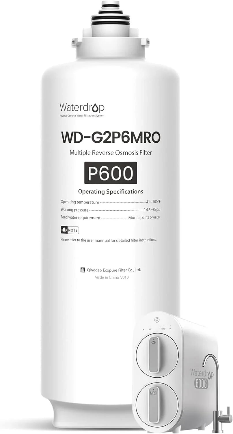 Waterdrop WD-G2P600-RO Filter, Replacement for WD-G2P600-W Reverse Osmosis System, 2-year Lifetime, Reduce PFAS