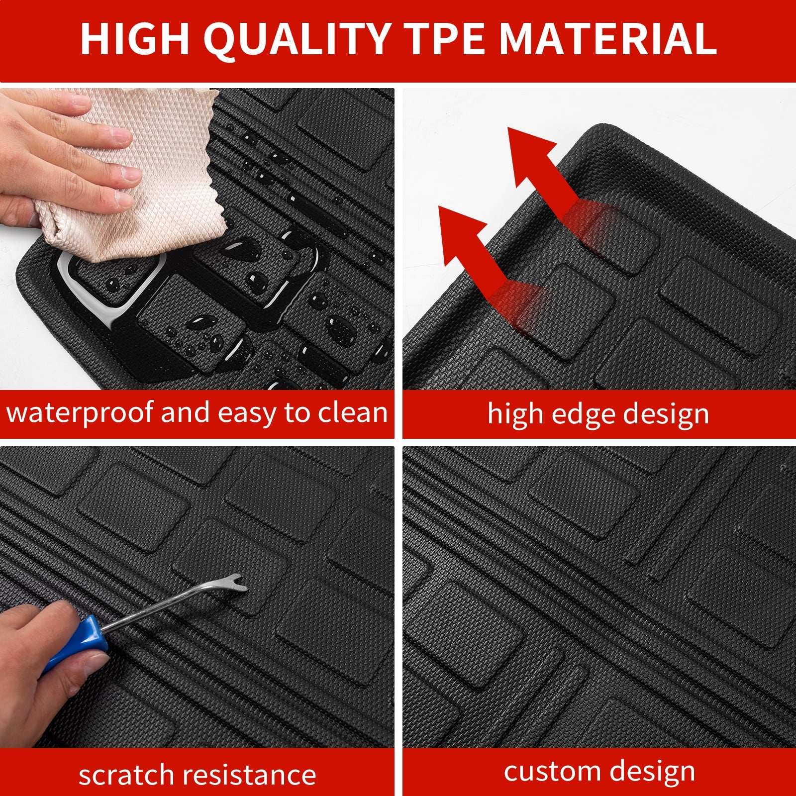 Fit 2021-2023 Chevry Tahoe GMC Yukon (Behind The 3rd Row Seats) Trunk Mat Cargo Liner Cargo Mat TPE All Condition Trunk Liner 2022 Chevy Tahoe Accessories (Trunk Mat)