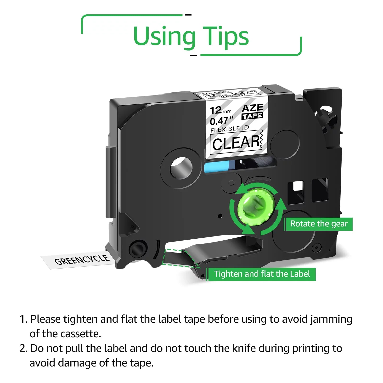 GREENCYCLE 4PK Suitable for Brother P-touch 12mm x 8m Black on Clear TZ TZe TZe-FX131 TZ-FX131 TZe-131 TZ-131 Flexible ID Cable Wire Label Tape