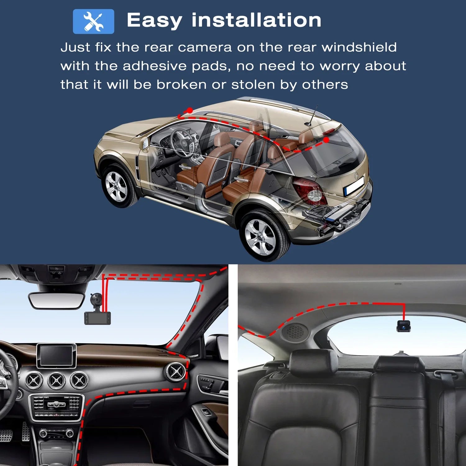 TOGUARD Dash Cam Dual 1080P FHD Front and Rear Dash Camera 3" IPS WDR GPS Car Camera Loop Recording G-Sensor Black