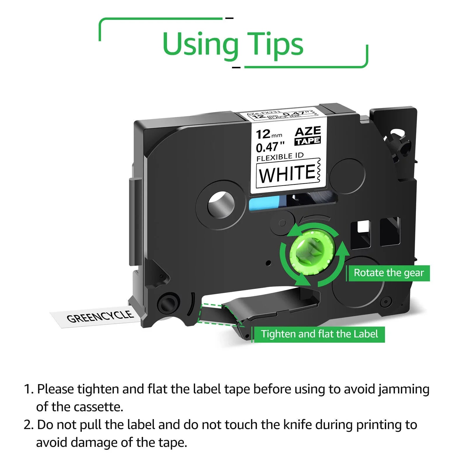 GREENCYCLE 20PK Fitting for Brother P-touch 12mm x 8m Black on White TZ TZe TZ-FX231 TZe-FX231 TZe-231 TZ-231 Flexible ID Cable Wire Label Tape