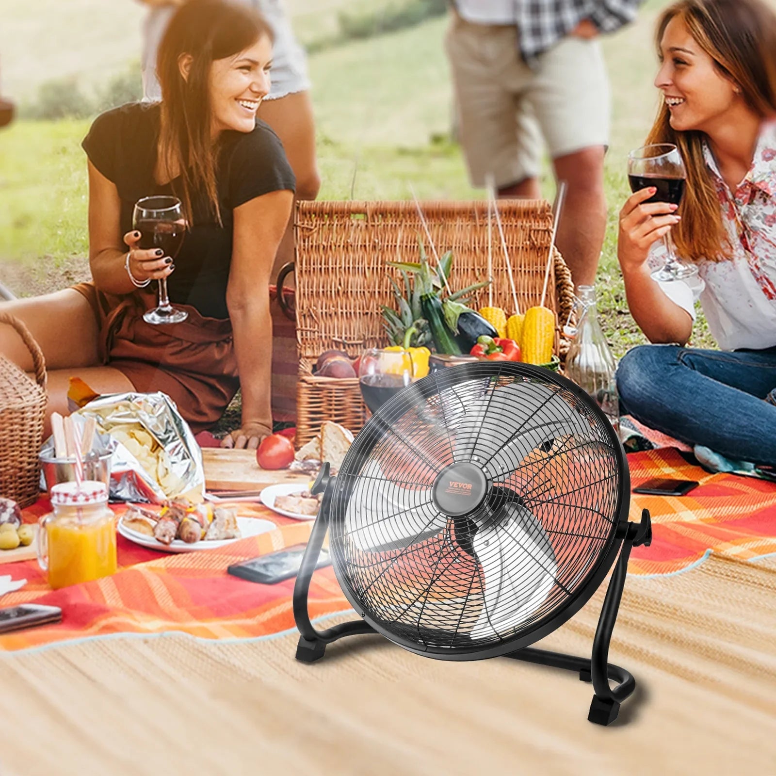 SKYSHALO 16-inch Cordless Fan Heavy Duty Metal Fans Variable Speed 360 Degree Tilt