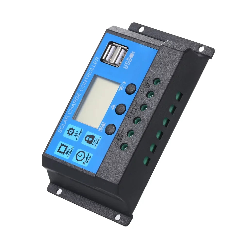 50W DC 5V/18V Dual Output Solar Panel with 2 USB Ports & Car Charge IP65 Water Resistance /24V Solar Charge Controller PWM ligent Regulator