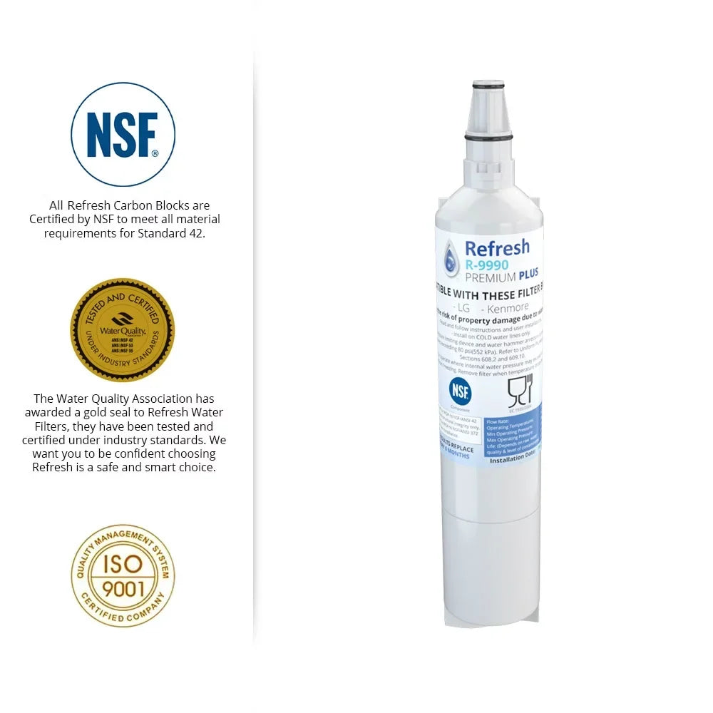 Replacement Water Filter For LG Tier1 RWF1051 -by Refresh (2 Pack)