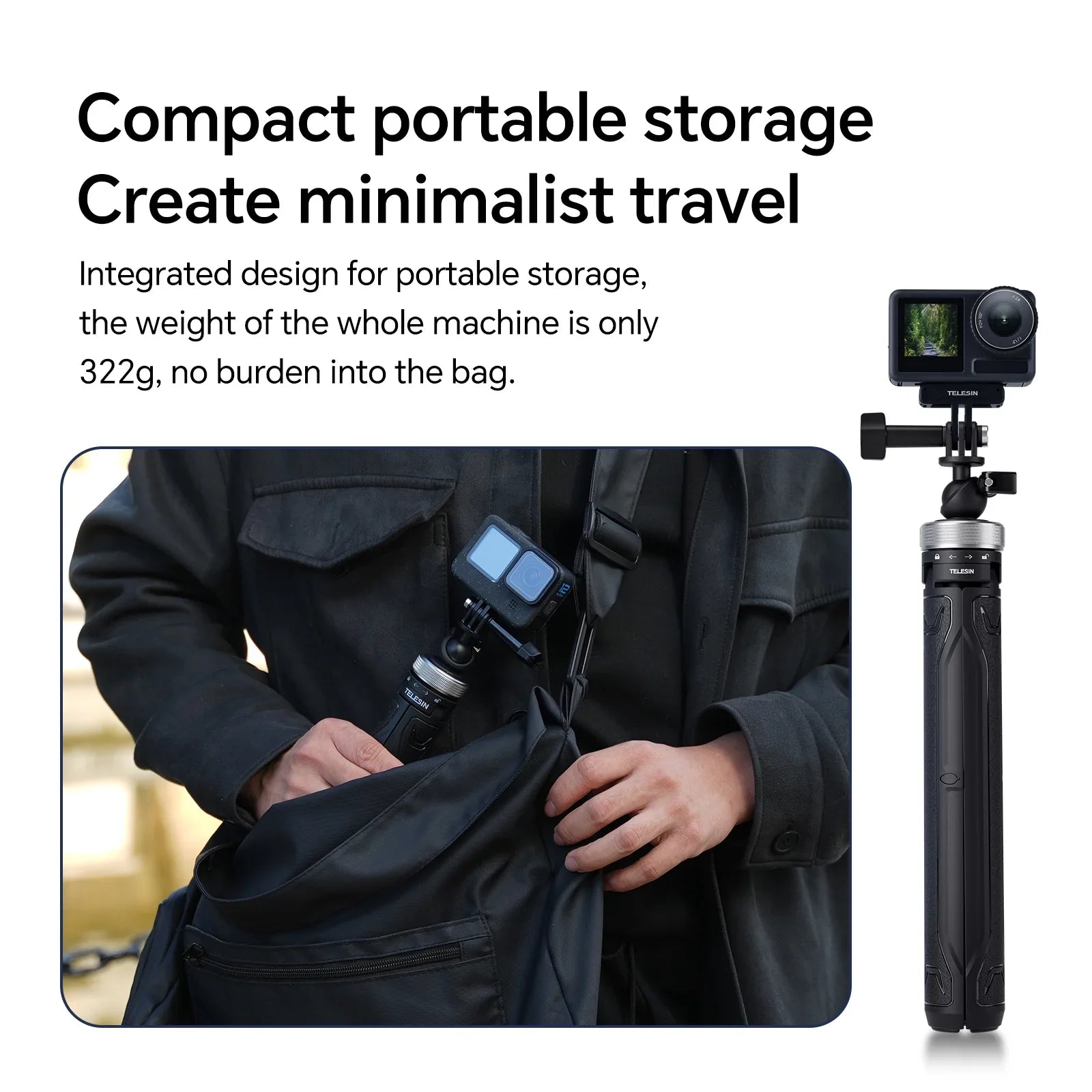 360° Rotation 1.5M Selfie Stick Foldable Tripod For GoPro Hero 12 11 10 9 8 7 6 5 Insta360 DJI Osmo Action Selfie Stick