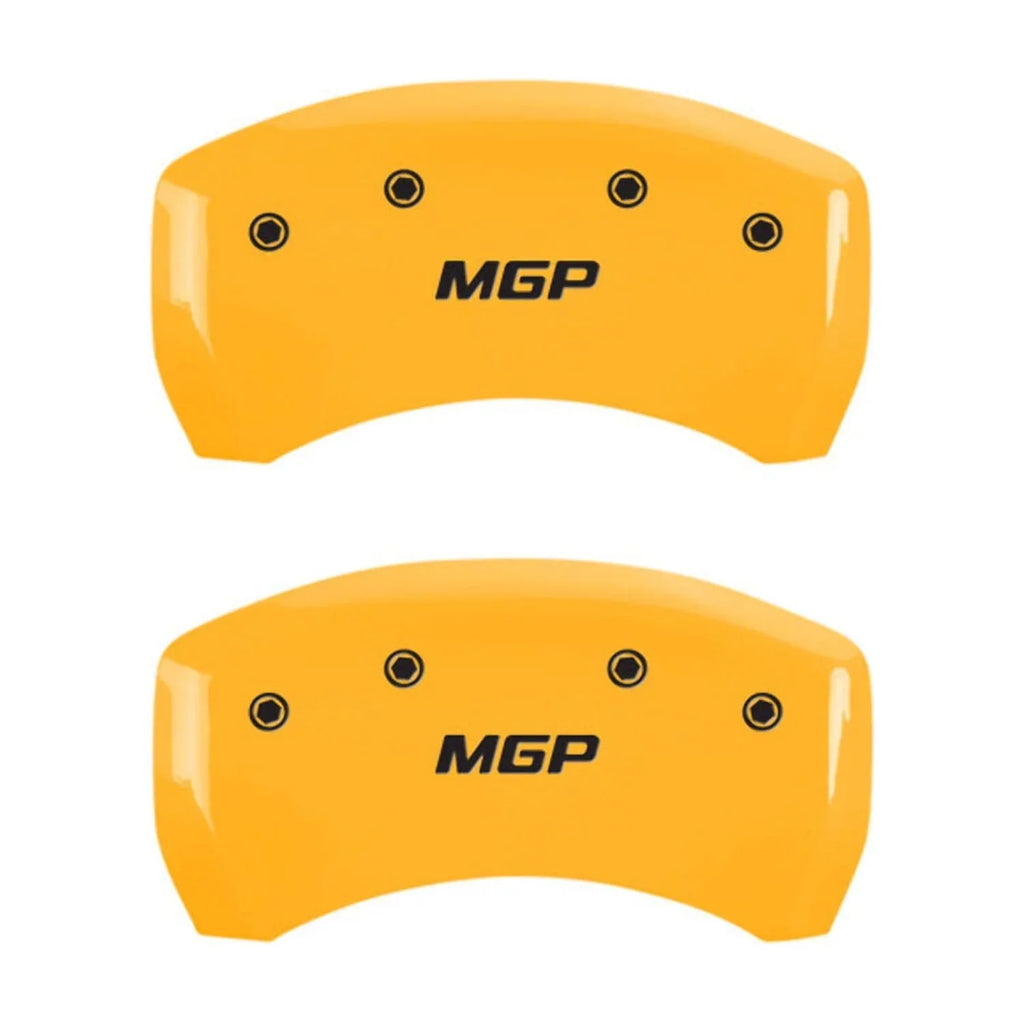 MGP 4 Caliper Wrap Engraved Front & Rear MGP Yellow finish black ch Fits select: 2013 CHRYSLER 300, 2012 CHRYSLER 300C LIMITED