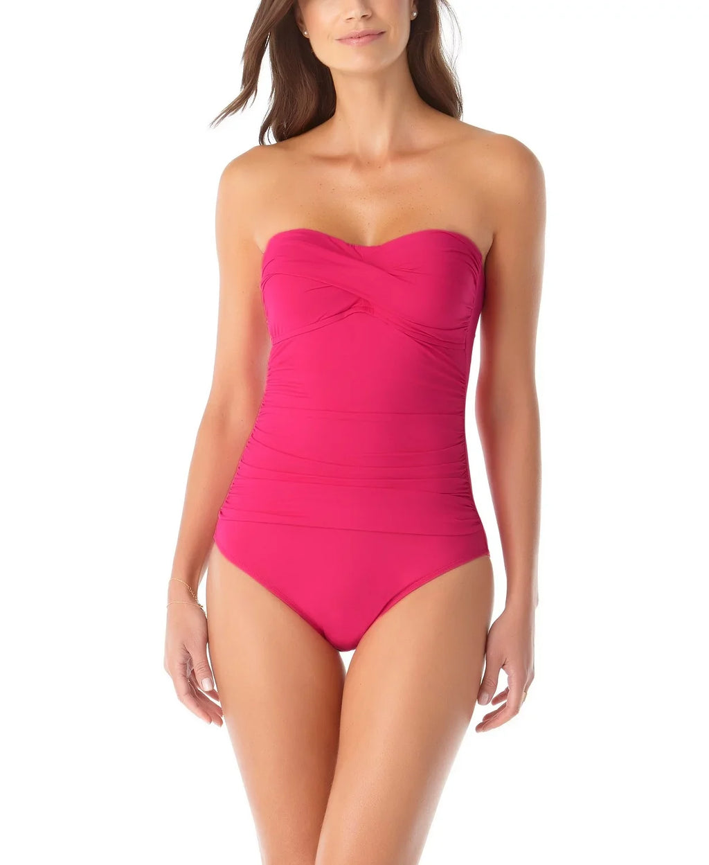 Anne Cole BERRY Twist-Front Ruched One-Piece Swimsuit, US 16
