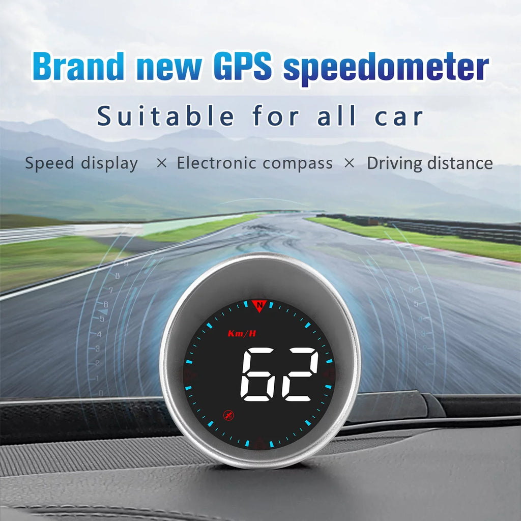 Car Head-Up Display (HUD) - Digital Speedometer with Driving Mileage Display, Compass Angle, Overspeed Alarm, and Fatigue Driving Alarm