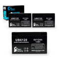 3x Pack - Suitable Tripp-Lite 850 Battery - Replacement UB6120 Universal Sealed Lead Acid Battery (6V, 12Ah, 12000mAh, F1 Terminal, AGM, SLA) - Includes 6 F1 to F2 Terminal Adapters