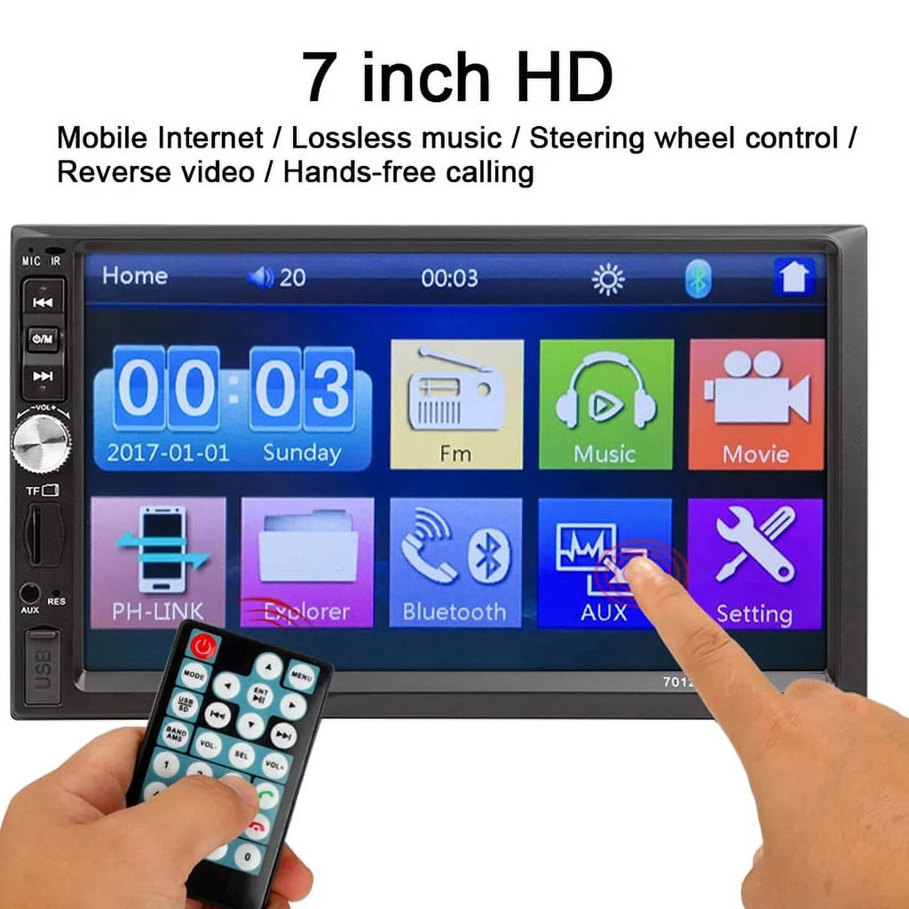 Polarlander Car Stereo Car Audio Double Din 7-inch HD Touch Screen Car radio Player with Multimedia SD USB FM AUX MP5/4/3 mirror link function Bluetooth with 4LED backup camera