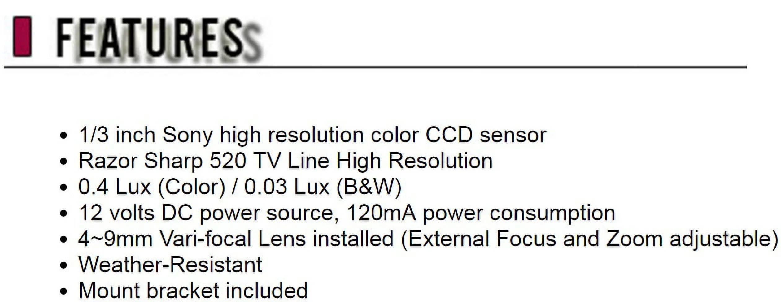Eyemax High Resolution Bullet Day and Night CCTV Security Camera 4~9mm External Adjustable Lens