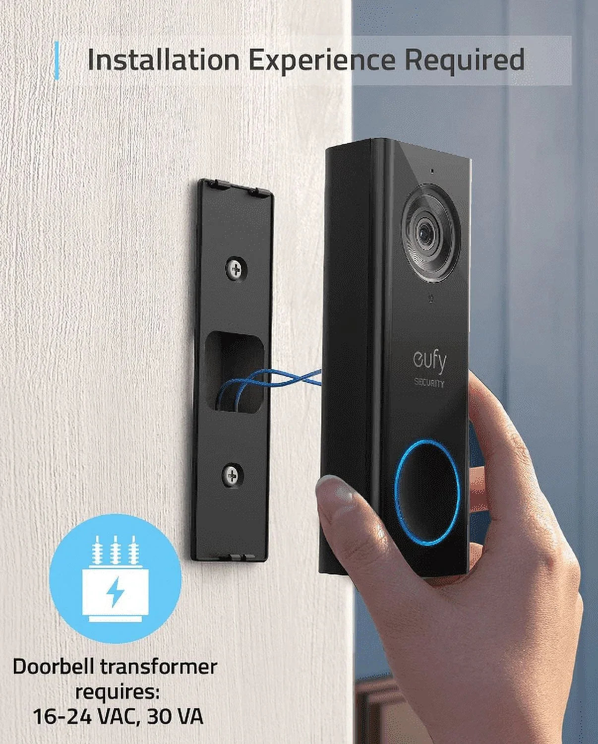 Open Box Eufy Security Wi-Fi Video Doorbell, 2K Resolution Wires Doorbell T8200