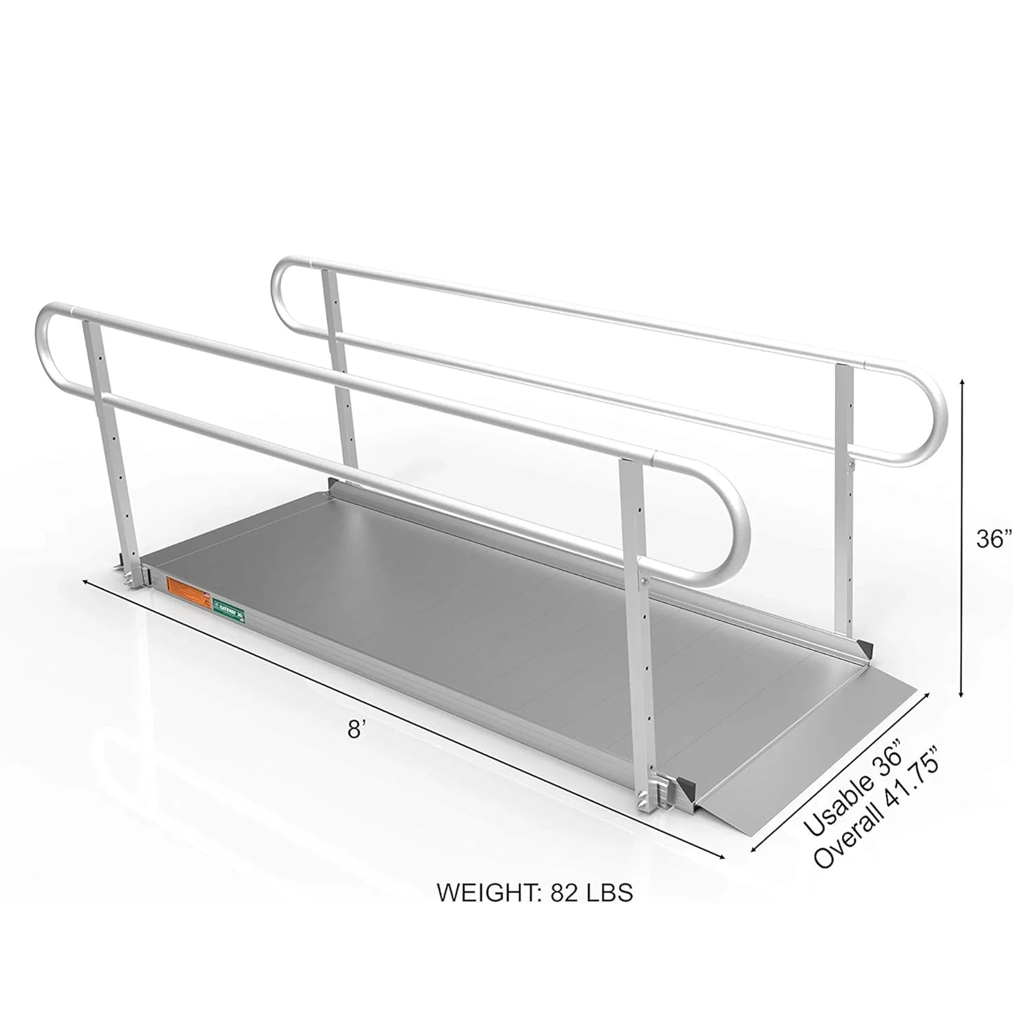 EZ-ACCESS GATEWAY 3G 8 Foot Portable Wheelchair Ramp w/2 Line Handrails