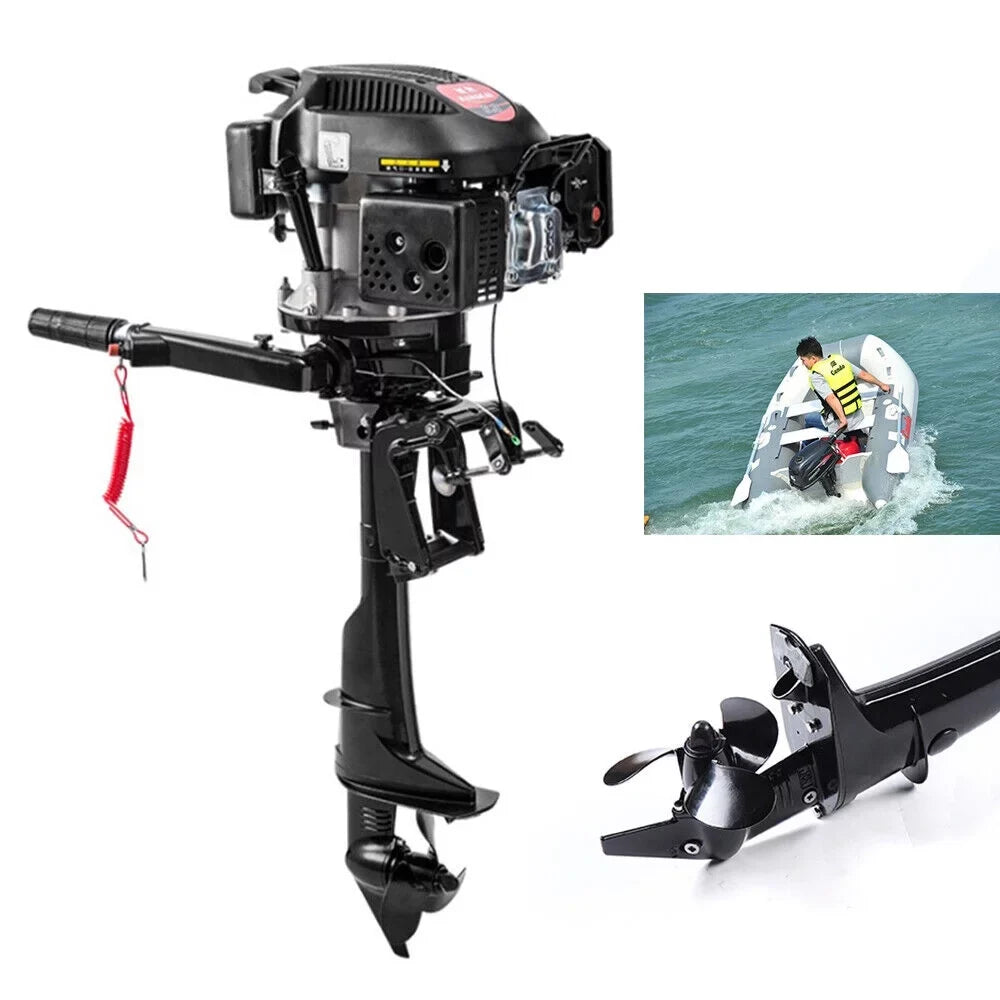 6 HP 4-Stroke Heavy Duty Outboard Motor Fishing Craft Engine Air Cooling System