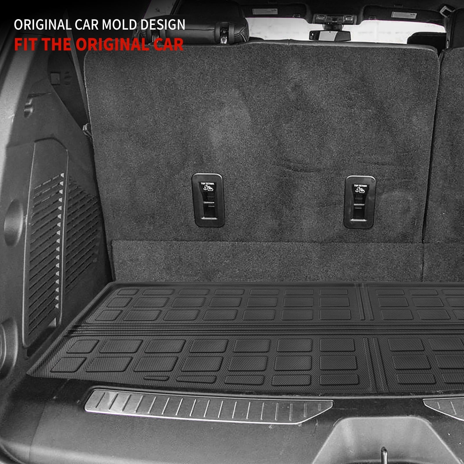 Fit 2021-2023 Chevry Tahoe GMC Yukon (Behind The 3rd Row Seats) Trunk Mat Cargo Liner Cargo Mat TPE All Condition Trunk Liner 2022 Chevy Tahoe Accessories (Trunk Mat)