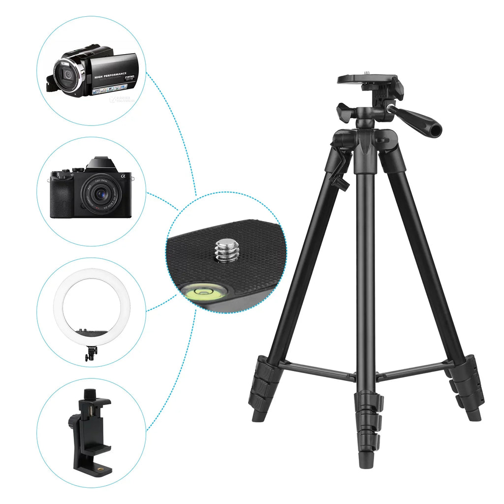 53-Inch Vlogging Kit with Tripod - Includes LED Light, Microphone, Smartphone Clip, and Remote Control for Video Recording, Microfilm Production, and Live Streaming