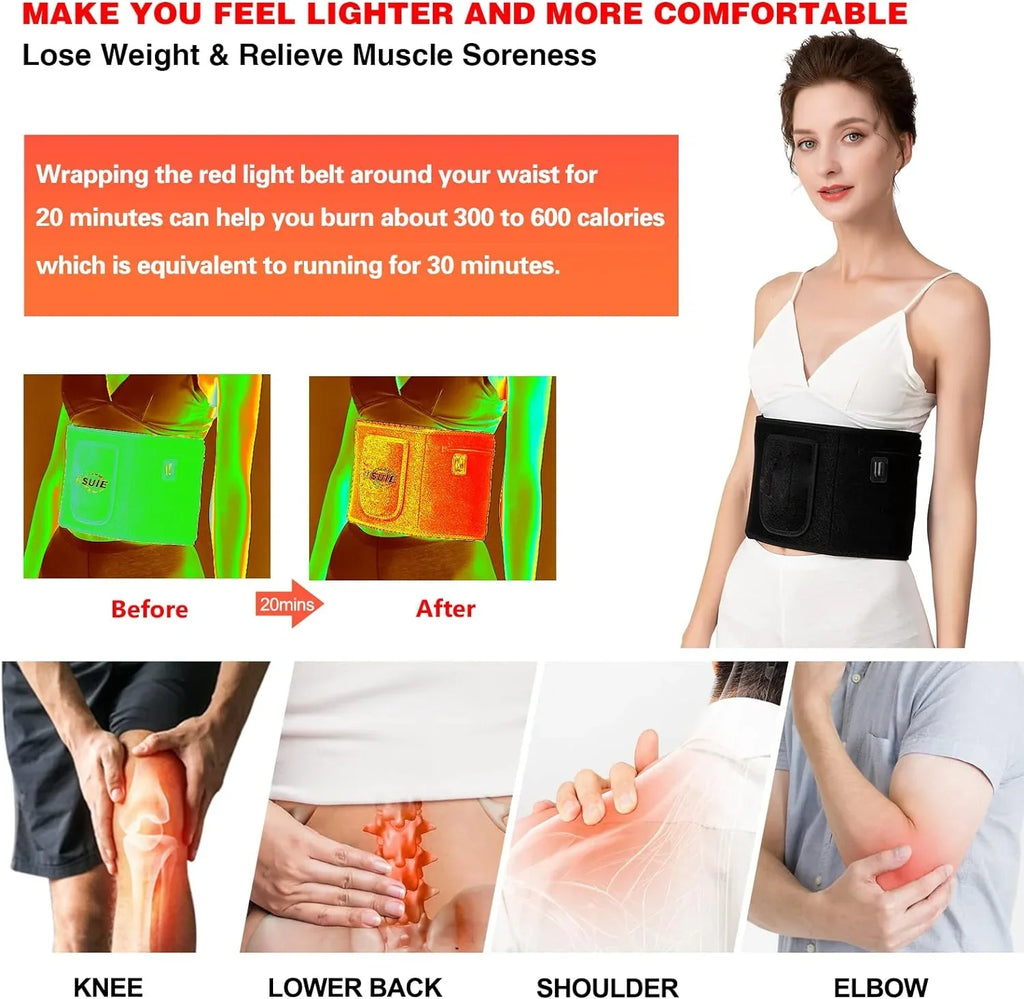 Red Light Therapy Belt, Infrared Light Therapy Wrap Red Light Therapy Device for Body with Timer for Back Shoulder Waist Muscle Pain Relief, Speed Healing LED 660nm & 850nm with Controller (Black)